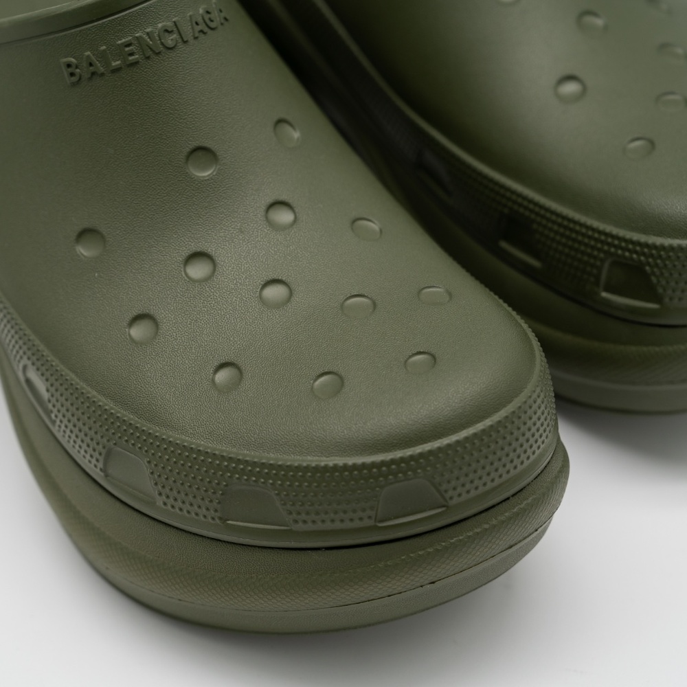 size 43 - Balenciaga Crocs Mule Green Khaki Rubber Slide Sandal Platform - Picture 7 of 12